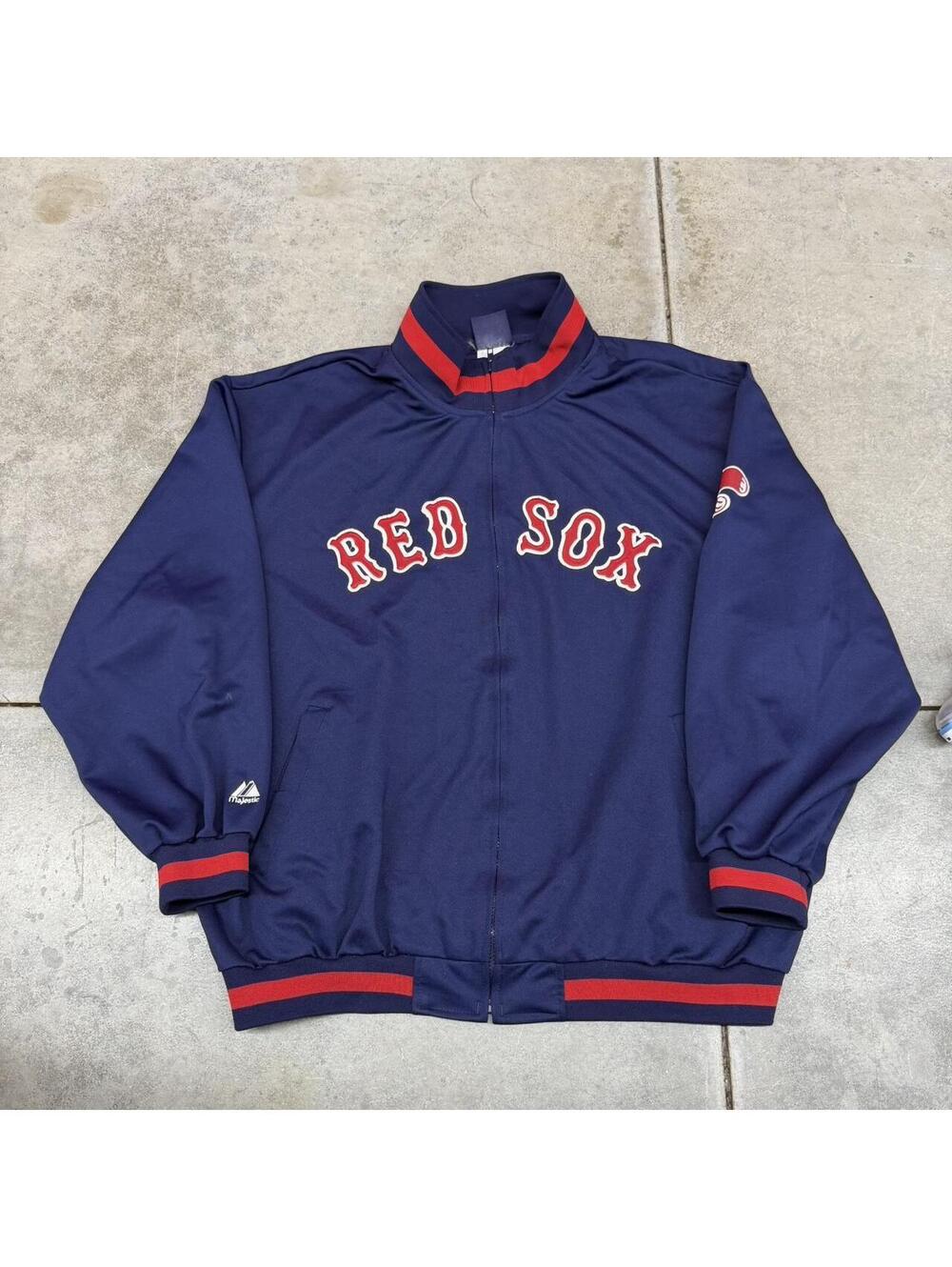 vintage boston red sox majestic zip up warmup jacket size xxl